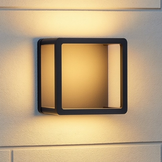 Applique per esterni quadrato nero moderno led 9w 3000k
