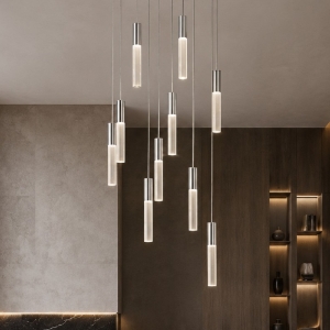 Lampadario a sospensione 10 luci moderno alluminio led 80w cct 3000k 4000k per soggiorno