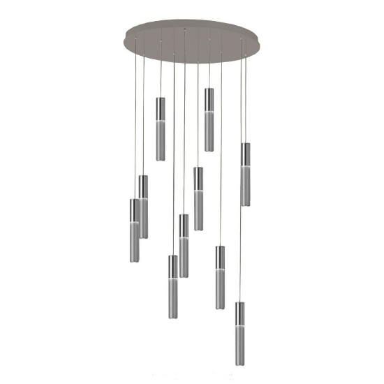 Lampadario a sospensione 10 luci moderno alluminio led 80w cct 3000k 4000k per soggiorno