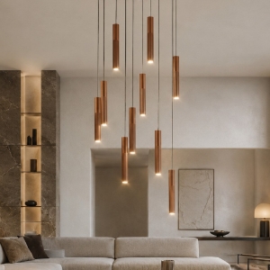 Lampade a sospensione moderne 10 luci oro rosato led 80w cct 3000k 4000k per soggiorno