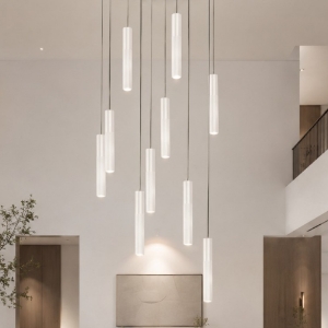 Lampadario a sospensione bianco 10 luci led 80w cct 3000k 4000k per soggiorno moderno