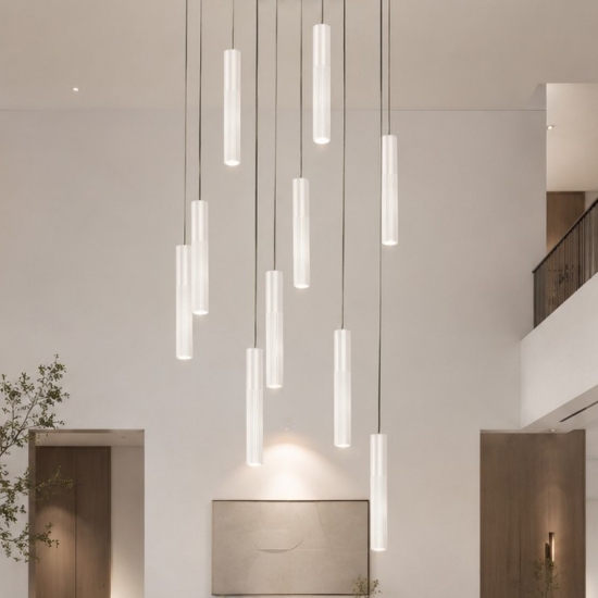 Lampadario a sospensione bianco 10 luci led 80w cct 3000k 4000k per soggiorno moderno