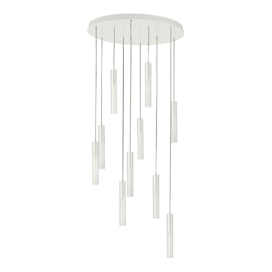 Lampadario a sospensione bianco 10 luci led 80w cct 3000k 4000k per soggiorno moderno