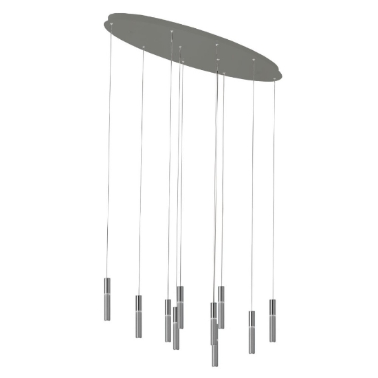 Lampadario a 10 pendenti moderno alluminio led 80w cct 3000k 4000k per soggiorno