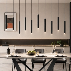 Lampadario nero per tavolo sala 10 pendenti moderno led 80w cct 3000k 4000k biemissione