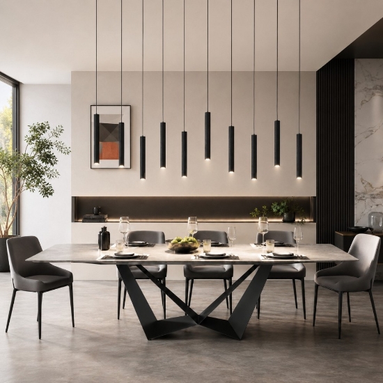 Lampadario nero per tavolo sala 10 pendenti moderno led 80w cct 3000k 4000k biemissione