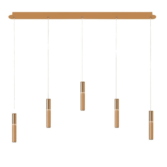 Lampadario a sospensione moderno oro anodizzato 5 luci led 40w cct 3000k 4000k per soggiorno
