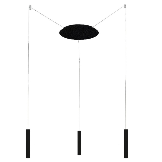 Lampadario con decentramento 3 luci a sospensione moderno nero led 24w cct 3000k 4000k per sala
