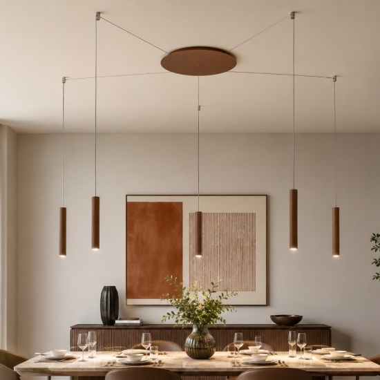 Lampadario 5 luci con decentramento moderno oro rosato led 40w cct 3000k 4000k per soggiorno