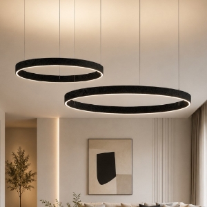 Lampadario a sospensione moderno nero anelli 100-120 cm led 240w cct 3000k 4000k per salotto