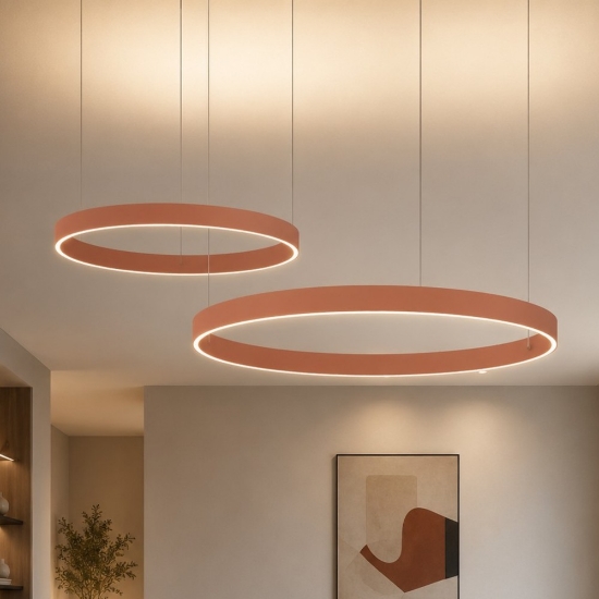 Lampadario a sospensione moderno anelli pesca 100-120 cm led 240w cct 3000k 4000k per soggiorno