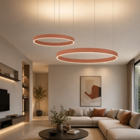 Lampadario a sospensione moderno anelli pesca 100-120 cm led 240w cct 3000k 4000k per soggiorno