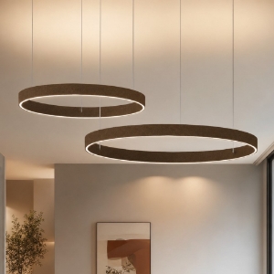 Lampadario moderno ruggine anelli 100-120 cm opalino led 240w cct 3000k 4000k dimmerabile