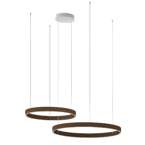 Lampadario moderno ruggine anelli 100-120 cm opalino led 240w cct 3000k 4000k dimmerabile