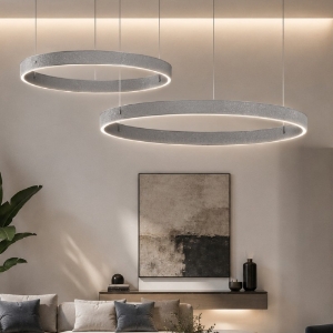 Lampadario a sospensione anelli 100-120 cm moderno grigio perla led 240w cct 3000k 4000k per soggiorno