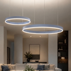 Lampadario carta da zucchero 2 anelli 100-120 cm led 240w cct 3000k 4000k per soggiorno