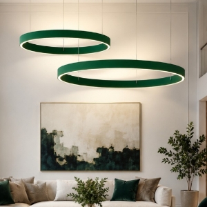 Lampadario a sospensione 2 anelli 100-120 cm moderno verde bosco led 240w cct 3000k 4000k per soggiorno