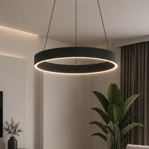 Lampadario anello 40 cm a sospensione moderno antracite led 36w cct 3000k 4000k