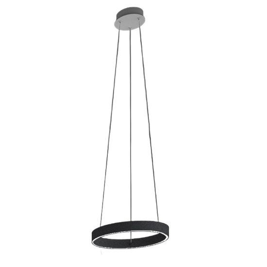 Lampadario anello 40 cm a sospensione moderno antracite led 36w cct 3000k 4000k
