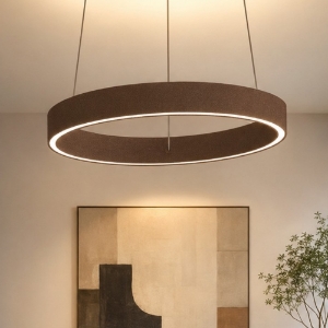 Lampadario a sospensione 40 cm moderno ruggine anello led 36w cct 3000k 4000k per soggiorno