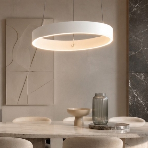Lampadario moderno anello 40 cm bianco led 36w cct 3000k 4000k per soggiorno