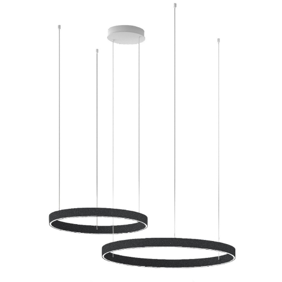 Lampadario moderno antracite 2 anelli 100-120 cm led 240w cct 3000k 4000k dimmerabile per soggiorno