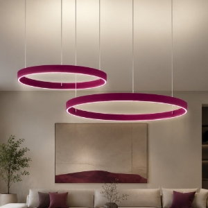 Lampadario anelli 100-120 cm a sospensione moderno magenta led 240w cct 3000k 4000k per soggiorno