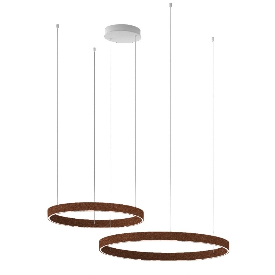 Lampadario due anelli 100-120 cm rame opaco led 240w cct 3000k 4000k per soggiorno moderno
