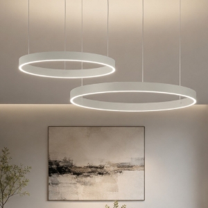 Lampadario anelli a sospensione 100-120 cm bianco led 240w cct 3000k 4000k per soggiorno
