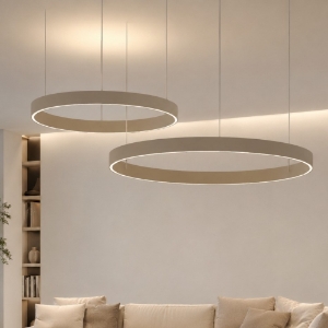Lampadario a sospensione moderno anelli 100-120 cm sabbia led 240w cct 3000k 4000k per soggiorno