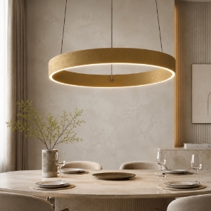 Lampadario moderno anello 40 cm oro opaco led 36w cct 3000k 4000k per soggiorno