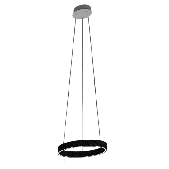 Lampadario moderno anello 40 cm nero led 36w cct 3000k 4000k per soggiorno