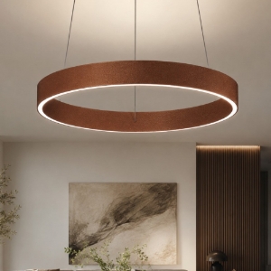 Lampadario moderno rame opaco anello 40 cm led 36w cct 3000k 4000k per soggiorno