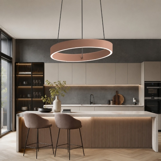 Lampadario per cucina pesca anello 40 cm bianco led 36w cct 3000k 4000k