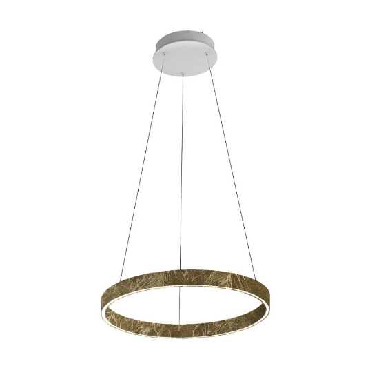 Lampadario a sospensione moderno foglia oro anello 60 cm led 56w cct 3000k 4000k per soggiorno