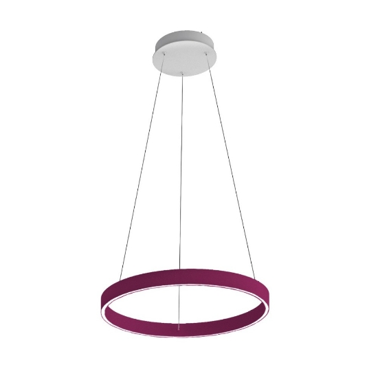 Lampadario per cucina moderna anello 60 cm magenta led 56w cct 3000k 4000k