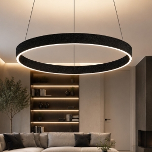 Lampadario moderno a sospensione anello 60 cm nero led 56w cct 3000k 4000k