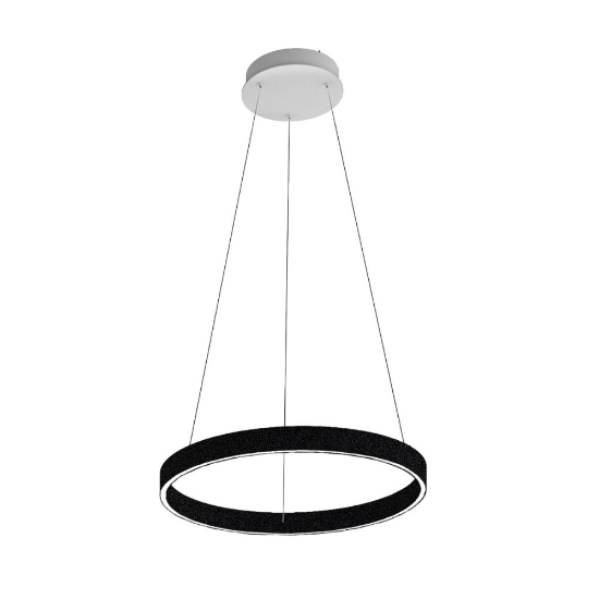 Lampadario moderno a sospensione anello 60 cm nero led 56w cct 3000k 4000k