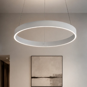 Lampadario moderno anello 60 cm bianco led 56w cct 3000k 4000k per soggiorno