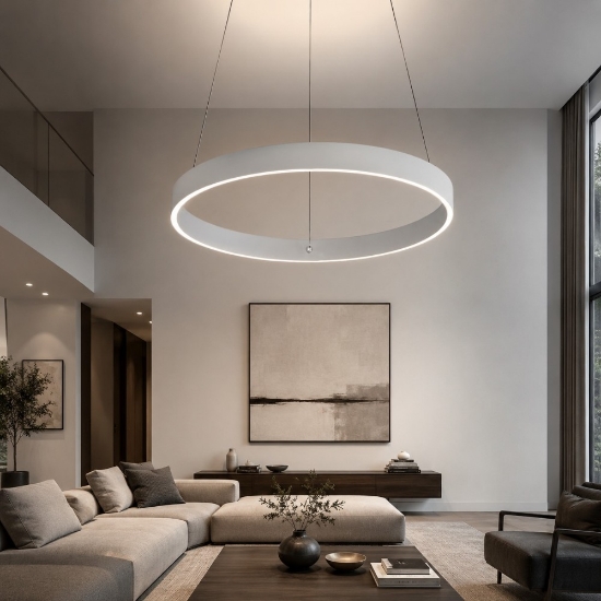 Lampadario moderno anello 60 cm bianco led 56w cct 3000k 4000k per soggiorno