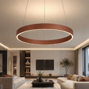 Lampadario moderno anello 60 cm rame opaco led 56w cct 3000k 4000k per soggiorno