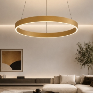 Lampadario a sospensione moderno anello 60 cm oro opaco led 56w cct 3000k 4000k per soggiorno
