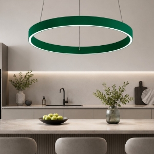 Lampadario per cucina moderna anello 60 cm verde bosco led 56w cct 3000k 4000k dimmerabile