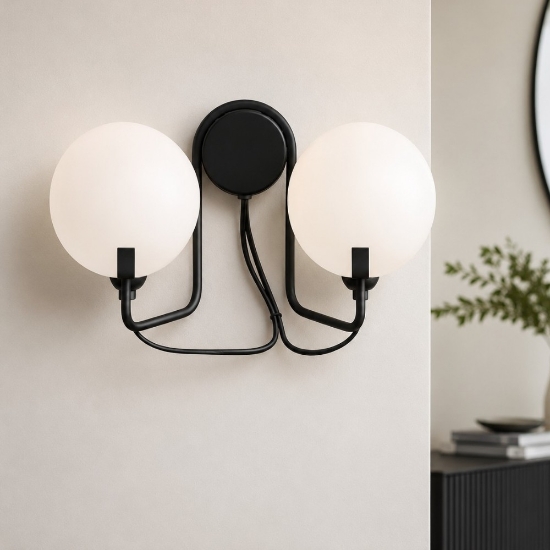 Applique da parete nero vetro bianco stilnovo bugia