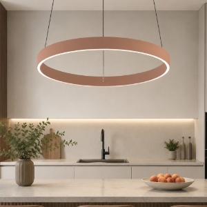 Lampadario per cucina moderna pesca anello 60 cm led 56w cct 3000k 4000k