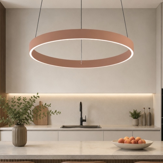 Lampadario per cucina moderna pesca anello 60 cm led 56w cct 3000k 4000k