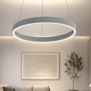 Lampadario moderno grigio perla anello 60 cm led 56w cct 3000k 4000k dimmerabile per soggiorno
