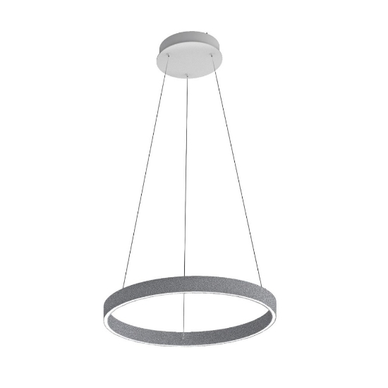 Lampadario moderno grigio perla anello 60 cm led 56w cct 3000k 4000k dimmerabile per soggiorno