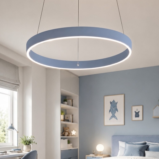 Lampadario per cameretta colore carta da zucchero anello 60 cm led 56w cct 3000k 4000k