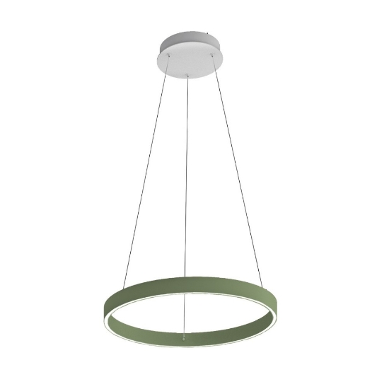 Lampadario per cucina moderna verde salvia anello 60 cm led 56w cct 3000k 4000k